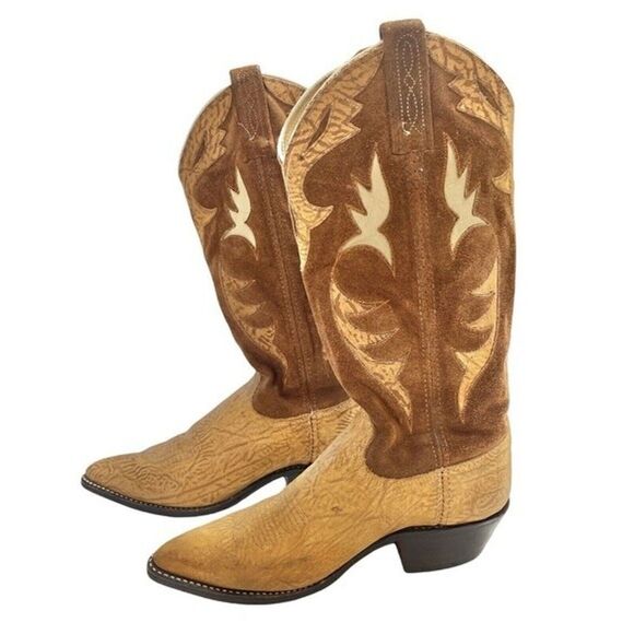 Dan Post Women's 6M Tan Leather Suede Pull On Western Cowboy Boots P2131 - Picture 2 of 10